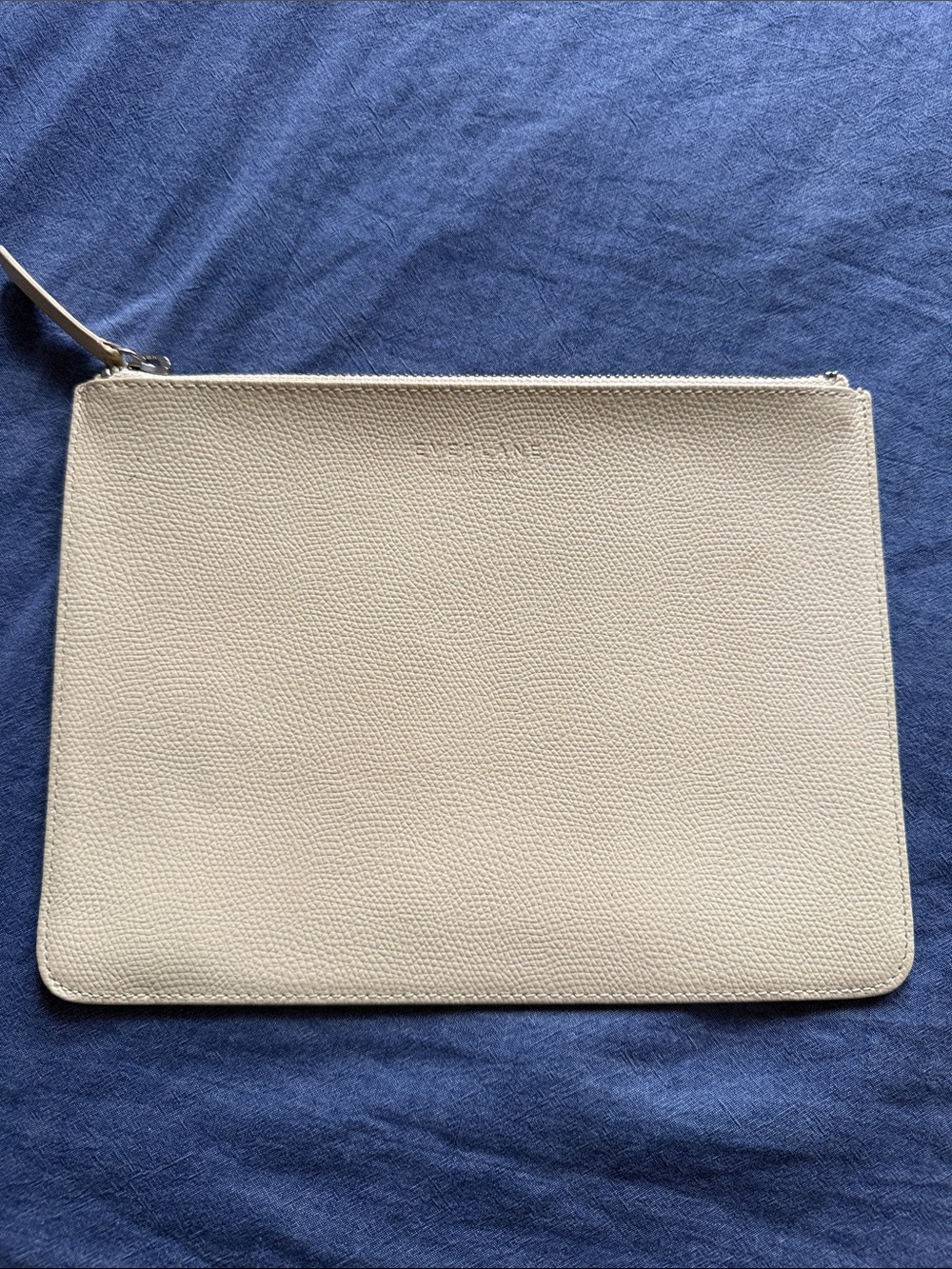 Everlane Beige Leather Zip Pouch